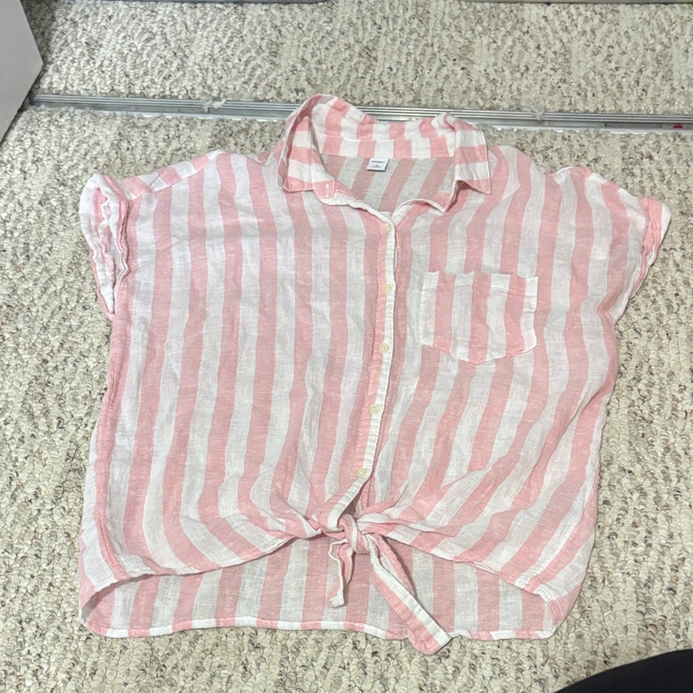 Old Navy Pink and White Striped Shirt